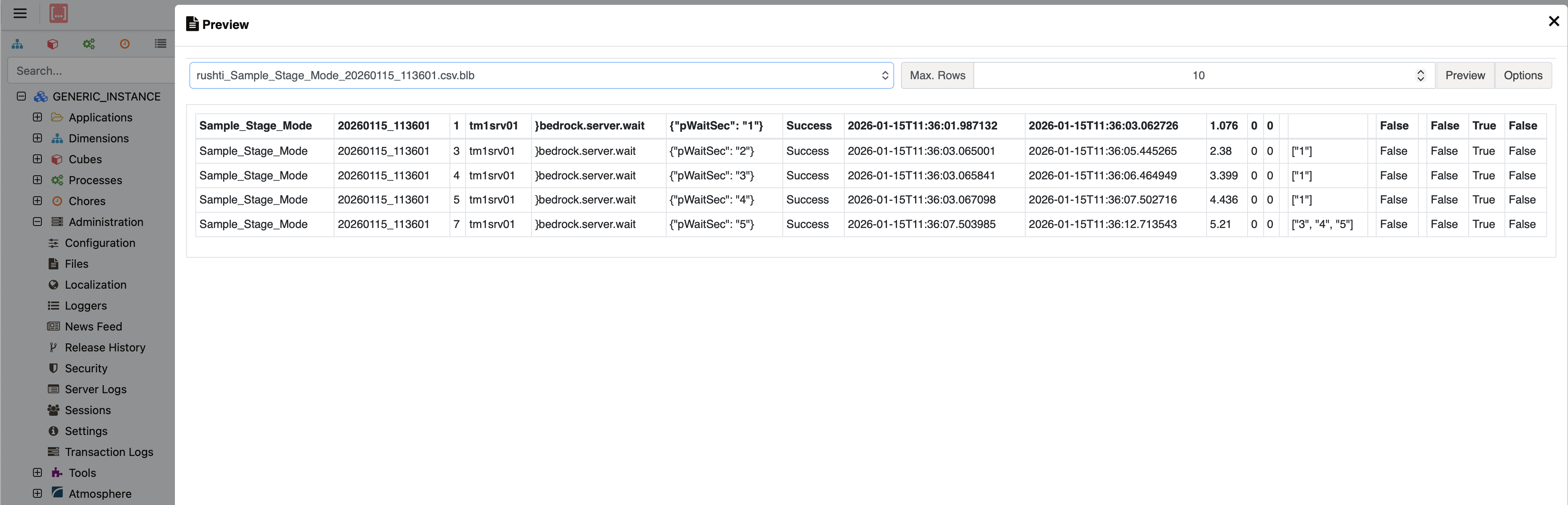 Results CSV file in TM1
